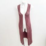 Moral Fiber NWOT Mauve Open Front Sleeveless Knit Duster Cardigan Large Photo 1