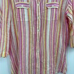 Fresh Produce  Shirt Womens Multicolor Stripe Button Up Cotton Tab Sleeve Xl Photo 2