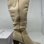 Dream Paris Dream Pairs Beige Cream Stacked Heel Pointed Toe Chunky Heel Knee Boots Size 9 Photo 2
