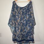 Alice + Olivia ‎ Cari Mosaic Paisley Dress Off Shoulder Blue large nwt Photo 1