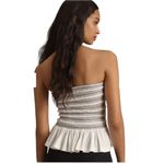 Anthropologie  Maeve Tube Top Smocked White Black Cropped Size XLarge Ruffled Hem Photo 1