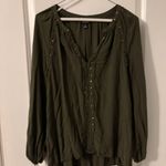 a.n.a Dark Olive Green Relaxed Embellished Blouse Photo 0
