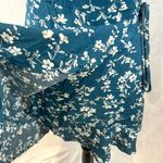 Zaful Turquoise blue and white floral ruffle wrap dress size large NWT Photo 3