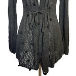 Anthropologie Knitted & Knotted Silk Blend Tie Waist Cardigan XS Gray Whimsigoth Photo 4