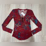William Rast  Floral Red Long Sleeve Top♥️ Photo 1