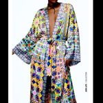 ZARA Boho Print Satin Belted Kimono Robe Dress Size M NEW Photo 9
