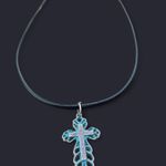 Handmade Y2K Punk Cross pendant PU leather necklace , Gothic Grunge Photo 1