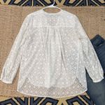 Lucky Brand Women's White/Ecru See-Through Texture Long Sleeve Blouse Size M Photo 1