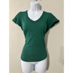 Michael Stars  Los Angeles Green V Neck Textured Sleeve T Shirt Top Womens Size M Photo 1