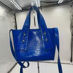 frame denim FRAME Les Second Mini Bag Blue Patent Leather Satchel Shoulder Bag Photo 10