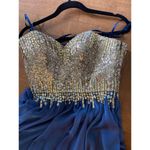 Glow Dress Embellished Bodice Chiffon sweatheart in blue gown size 6 Photo 6