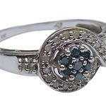 10K 10KT Round Diamond + Round Emerald White Gold Ring Sz 7 Photo 5