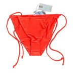 Good American NEW Women's Size (2) M Hot Coral Pink Tiny Ties Bikini Bottom Photo 4