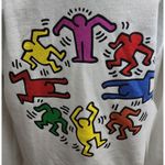 Keith Haring White Hoodie‎ Dancing Figures Circle Graphic Art Streetwear Pop Art Photo 4