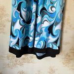 Vintage Y2K Dressbarn blue white black retro floral paisley halter mini dress Size 6 Photo 1
