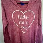 City Streets Lightweight Pink High/Low Hoodie With Heart Graphic Photo 0