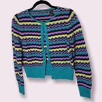 Liz Claiborne Y2K zig zag striped cropped cardigan Photo 0