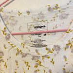 Sonoma  Cotton Blend Crewneck Short Sleeve T Shirt Cream Floral Womens Size M Photo 2