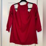 Women’s Red Cold Shoulder sweatshirt with factory distress in size M Size M Photo 0