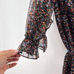 La Maison Talulah Floral Print One Shoulder Ruffle Midi Dress Party Cocktail XS Black Photo 3