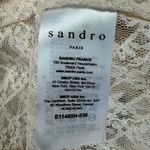 Sandro  Paris Women's Cream Lace Eyelet Blouse Mock Neck‎ Ruffle Sleeve Sz 1 US S Photo 3