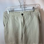 Nicole Miller Linen Lyocell Cuffed Khaki Tan Tapered Straight Leg Cargo Pants Photo 1