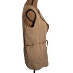 J. McLaughlin tan leather tipped Italian extra fine merino wool sweater vest XS Photo 2