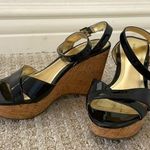 Marc Fisher Welly Black Ankle Wrap Cork Wedge Photo 2