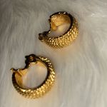Monet Vintage Signed  Clip On Huggie Hoop Earrings Photo 1