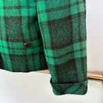Vintage 80s Kelly Green Plaid Blazer Jacket Wool Velvet Bow Preppy Career Size 8 Photo 4