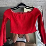 Amazon Red Long Sleeve Crop Top Photo 2