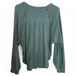 Anthropologie PILCRO Top Large Ruffled Raglan Thermal Long Sleeve Green Blue Photo 1