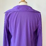 Lyaner Brand Retro Solid Purple Textured Cut Out Long Sleeve Collared Blouse Photo 6