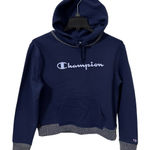 Champion Sweater Womens Large Hoodie Sweatshirt Blue & Silver Metallic Photo 0