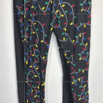 Just One Christmas Lights Holiday Theme Leggings 2 Pcs Women's Medium NWT Black Photo 0