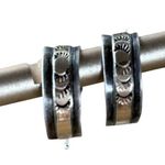 12k Gold Filled Half Hoop Etched Sunbeam Earrings Silver Photo 4