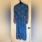 S.R. Fashion Vintage Blue Floral Midi Dress Sz Large Photo 6