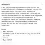 NWT Lulus Iconic Presence Green Abstract Satin One Photo 7