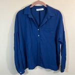 Amanda Uprichard  NWT Leslie Blouse in Blue Women’s Size Small MSRP $268 Photo 1