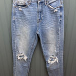 American Eagle  Outfitters Mom Jeans Light Wash Distressed Ripped Size 00 Regular Photo 0