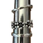 Lot of 3 Silver Tone Blue Teardrop, Floral & Oval Cabochon Size 6.25 Rings Photo 1