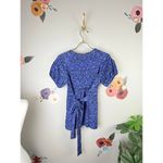 Betty Jackson Black Blue Purple Tied Floral Top Photo 2