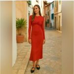 Farm Rio Twisted Cup Midi Dress - Size Small - Red (New) Photo 1