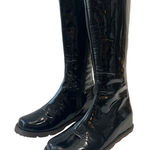Patrizia‎ Ancaldi Tall Boots Lug Sole Black Patent Leather Boots Womens 38 Italy Size 8 Photo 0