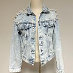 Pearls Beaded Denim Jacket Blue Photo 1