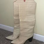 Schutz Womens  Maryana Block Crocodile High Heel Boots Embossed Leather Boot Photo 1