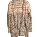 Retrology Cardigan Sweater Long Sleeve Feather Knit Pink Gray Cream Heather Med Photo 8