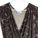 AA Studio AA 18W Brown Green Floral Print Side Ruched Faux Wrap Front Dress Photo 2