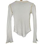 Free People  Women’s Size XS White Gold Zipper Cuff Thermal Crewneck Top Shirt Photo 5