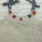 THML Multi Colored Tassel Cream Tank Blue Gingham Ribbon Ties size Small Photo 8